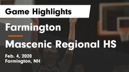 Farmington  vs Mascenic Regional HS Game Highlights - Feb. 4, 2020
