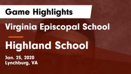 Virginia Episcopal School vs Highland School Game Highlights - Jan. 25, 2020