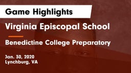 Virginia Episcopal School vs Benedictine College Preparatory  Game Highlights - Jan. 30, 2020
