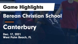 Berean Christian School vs Canterbury  Game Highlights - Dec. 17, 2021