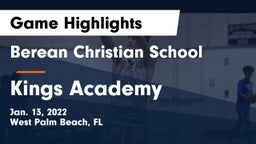Berean Christian School vs Kings Academy Game Highlights - Jan. 13, 2022