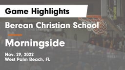 Berean Christian School vs Morningside  Game Highlights - Nov. 29, 2022
