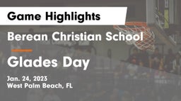 Berean Christian School vs Glades Day Game Highlights - Jan. 24, 2023