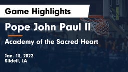 Pope John Paul II vs Academy of the Sacred Heart Game Highlights - Jan. 13, 2022