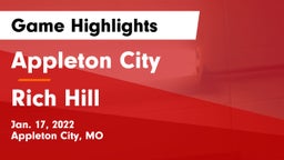 Appleton City  vs Rich Hill  Game Highlights - Jan. 17, 2022