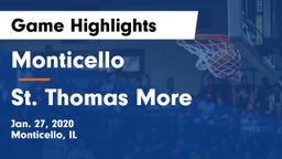 Monticello  vs St. Thomas More  Game Highlights - Jan. 27, 2020