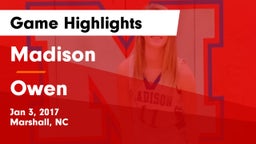 Madison  vs Owen  Game Highlights - Jan 3, 2017