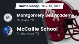 Recap: Montgomery Bell Academy vs. McCallie School 2022
