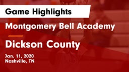 Montgomery Bell Academy vs Dickson County  Game Highlights - Jan. 11, 2020