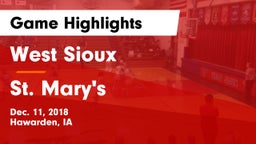 West Sioux  vs St. Mary's  Game Highlights - Dec. 11, 2018