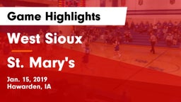 West Sioux  vs St. Mary's  Game Highlights - Jan. 15, 2019