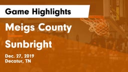 Meigs County  vs Sunbright  Game Highlights - Dec. 27, 2019