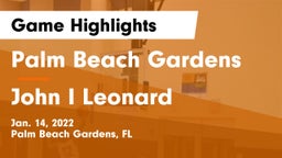 Palm Beach Gardens  vs John I Leonard  Game Highlights - Jan. 14, 2022