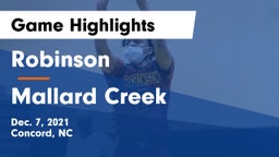 Robinson  vs Mallard Creek  Game Highlights - Dec. 7, 2021