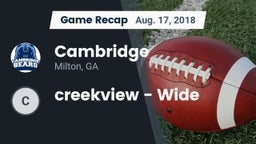 Recap: Cambridge  vs. creekview  - Wide 2018