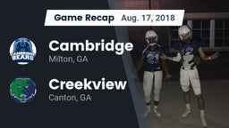 Recap: Cambridge  vs. Creekview  2018