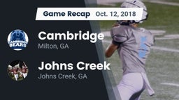 Recap: Cambridge  vs. Johns Creek  2018