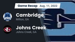 Recap: Cambridge  vs. Johns Creek  2022