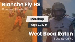 Matchup: Blanche Ely HS vs. West Boca Raton  2019