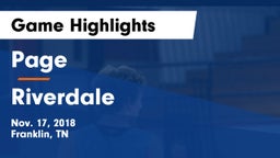 Page  vs Riverdale  Game Highlights - Nov. 17, 2018