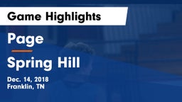 Page  vs Spring Hill  Game Highlights - Dec. 14, 2018