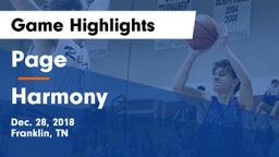 Page  vs Harmony Game Highlights - Dec. 28, 2018