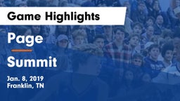 Page  vs Summit  Game Highlights - Jan. 8, 2019