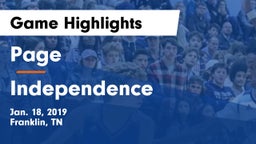 Page  vs Independence  Game Highlights - Jan. 18, 2019