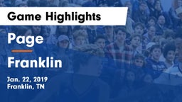 Page  vs Franklin  Game Highlights - Jan. 22, 2019