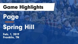 Page  vs Spring Hill Game Highlights - Feb. 1, 2019