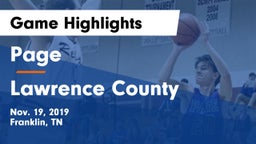 Page  vs Lawrence County  Game Highlights - Nov. 19, 2019