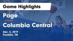 Page  vs Columbia Central  Game Highlights - Dec. 3, 2019