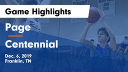 Page  vs Centennial  Game Highlights - Dec. 6, 2019