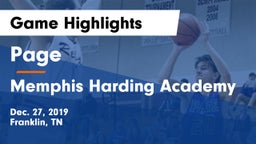 Page  vs Memphis Harding Academy Game Highlights - Dec. 27, 2019