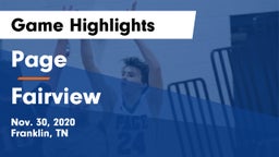Page  vs Fairview  Game Highlights - Nov. 30, 2020