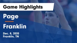 Page  vs Franklin  Game Highlights - Dec. 8, 2020