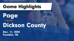 Page  vs Dickson County  Game Highlights - Dec. 11, 2020