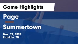 Page  vs Summertown  Game Highlights - Nov. 24, 2020