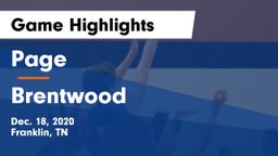 Page  vs Brentwood  Game Highlights - Dec. 18, 2020