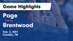 Page  vs Brentwood  Game Highlights - Feb. 2, 2021