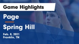 Page  vs Spring Hill  Game Highlights - Feb. 8, 2021