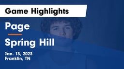 Page  vs Spring Hill  Game Highlights - Jan. 13, 2023