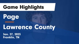 Page  vs Lawrence County  Game Highlights - Jan. 27, 2023