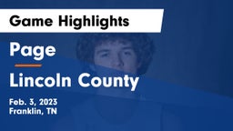 Page  vs Lincoln County  Game Highlights - Feb. 3, 2023