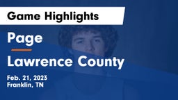 Page  vs Lawrence County  Game Highlights - Feb. 21, 2023