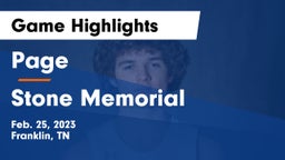 Page  vs Stone Memorial  Game Highlights - Feb. 25, 2023
