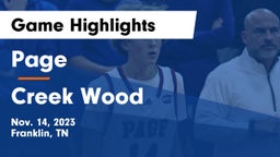 Page  vs Creek Wood  Game Highlights - Nov. 14, 2023