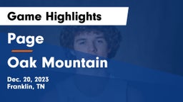 Page  vs Oak Mountain  Game Highlights - Dec. 20, 2023