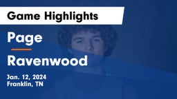 Page  vs Ravenwood  Game Highlights - Jan. 12, 2024
