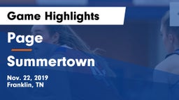 Page  vs Summertown  Game Highlights - Nov. 22, 2019